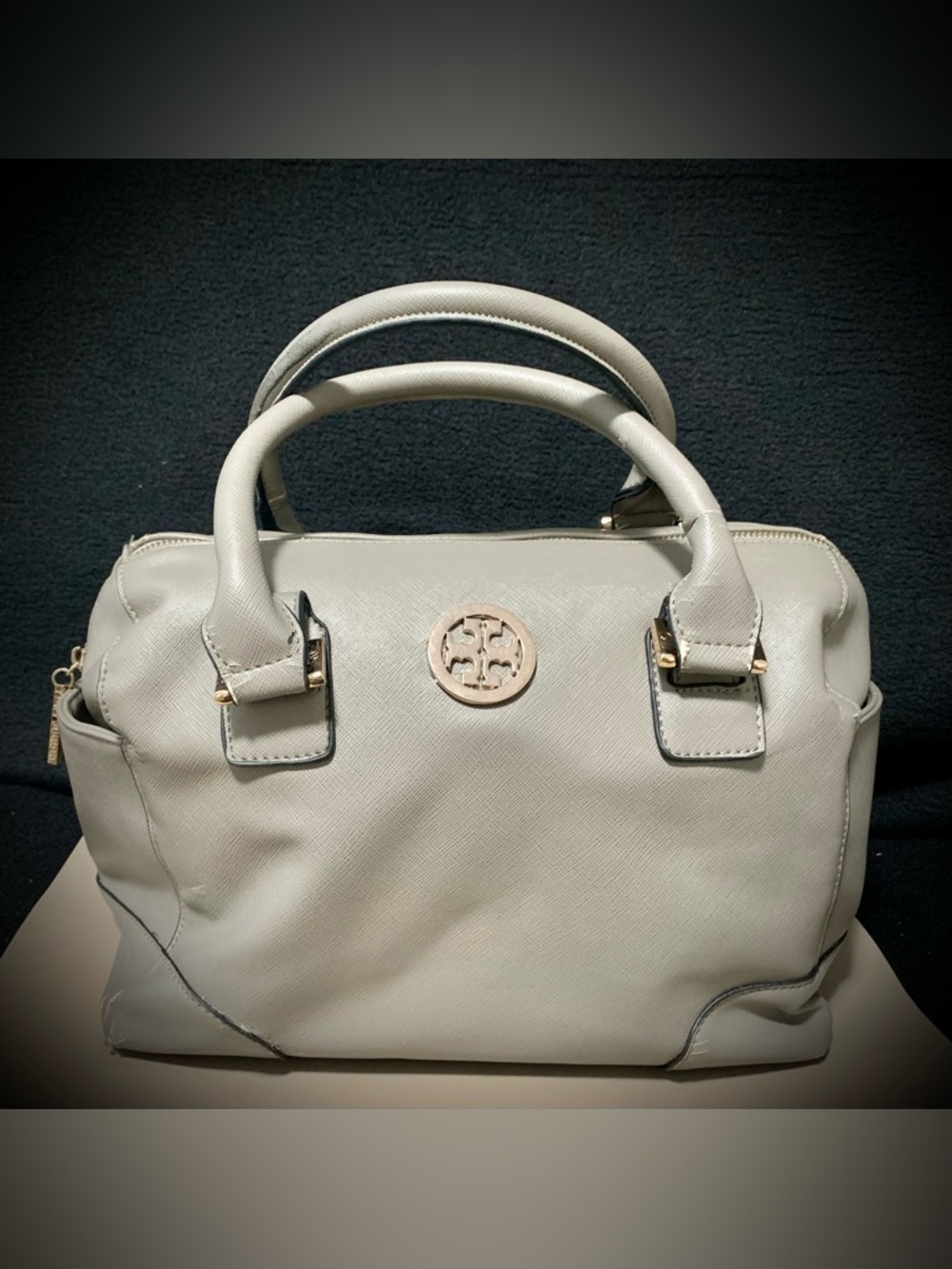 Tory Burch Gray Two-Handle Satchel Tote Purse